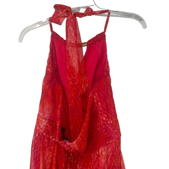 Laundry Shelli Segal Dress Halter Rhinestone High Low Beach Pink Boho Size 8 - Picture 7 of 11